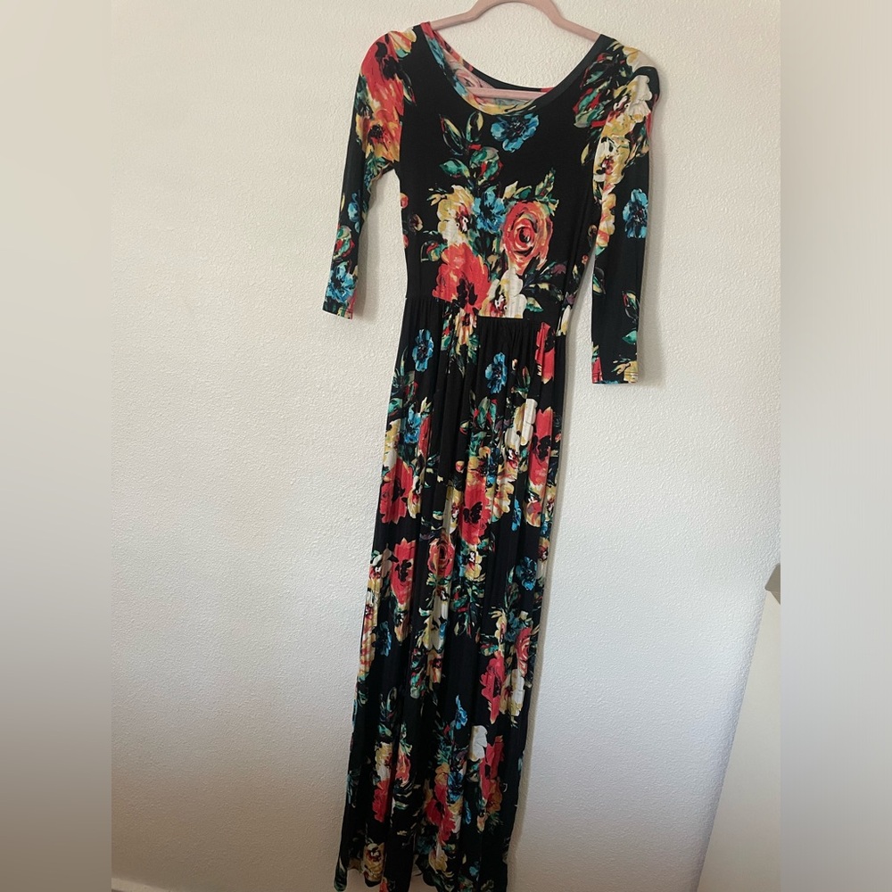 Black floral long dress